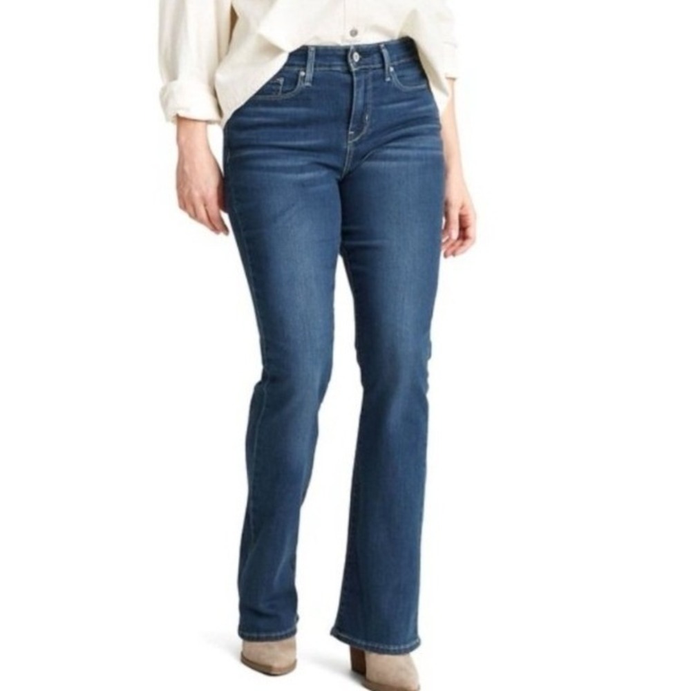 Signature by Levi Strauss Hi Rise Bootcut Jeans Womens Sz 16 Blue Stretch Denim